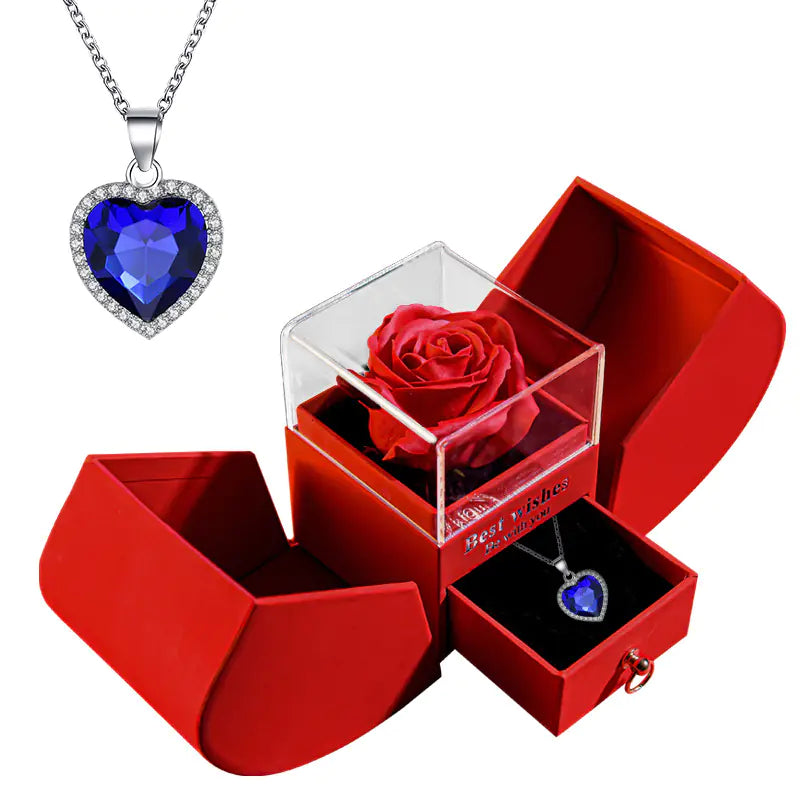 Preserved Flower Jewelry Box with Necklace