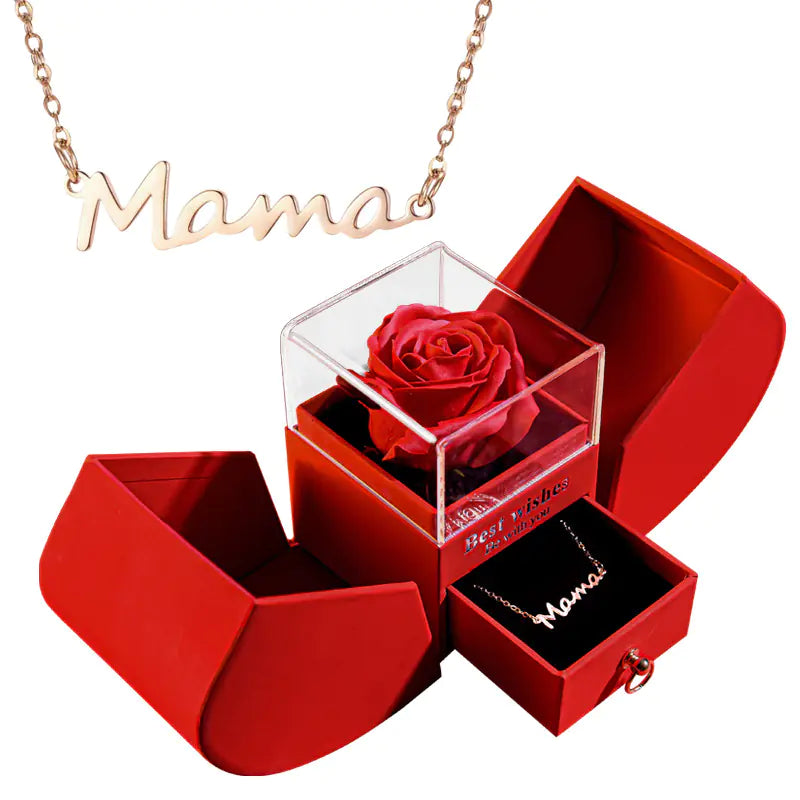 Preserved Flower Jewelry Box with Necklace