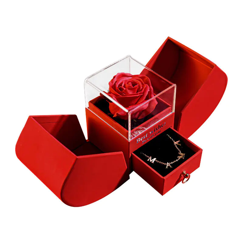 Preserved Flower Jewelry Box with Necklace