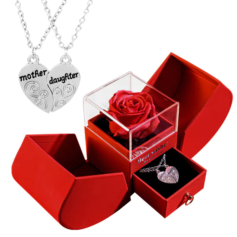 Preserved Flower Jewelry Box with Necklace