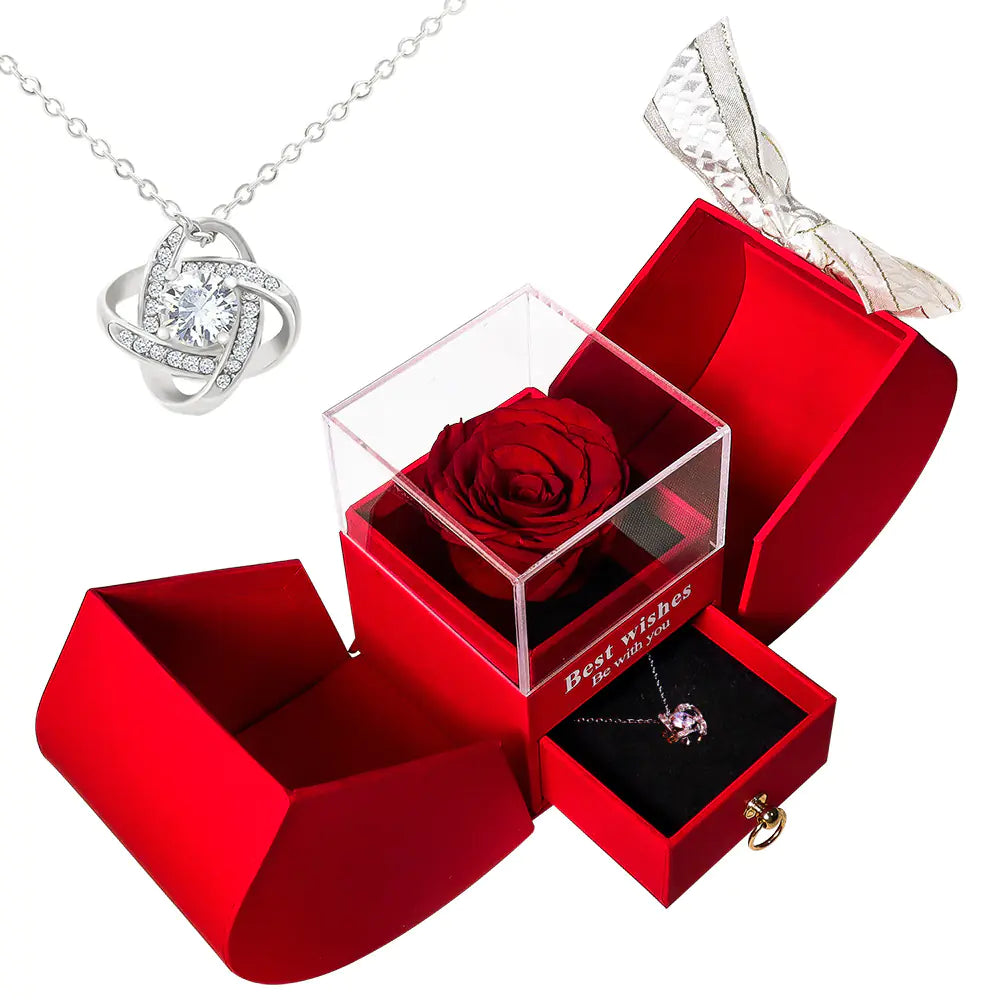 Preserved Flower Jewelry Box with Necklace