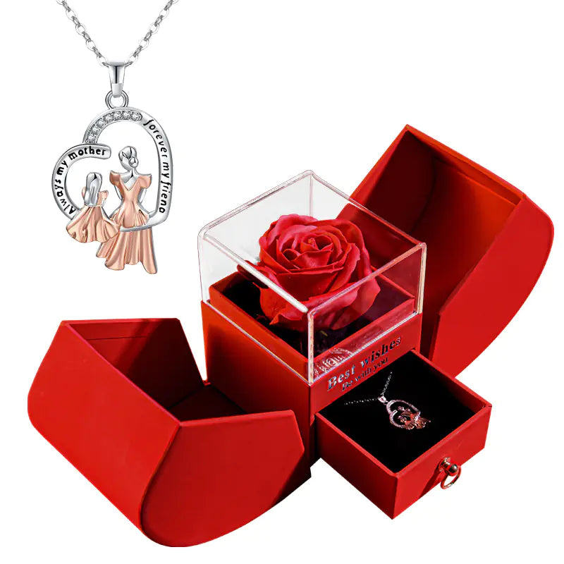 Preserved Flower Jewelry Box with Necklace
