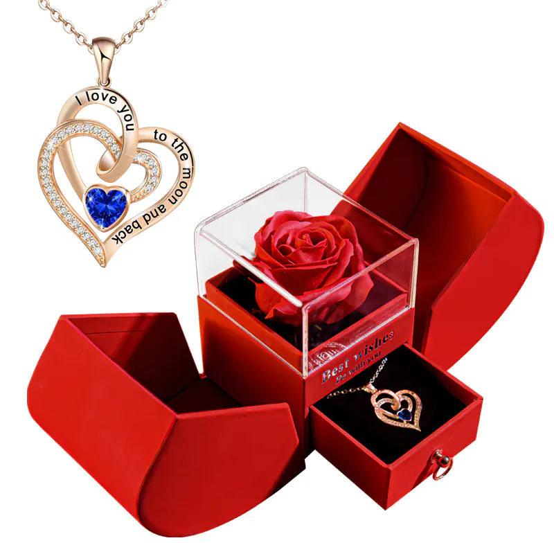 Preserved Flower Jewelry Box with Necklace