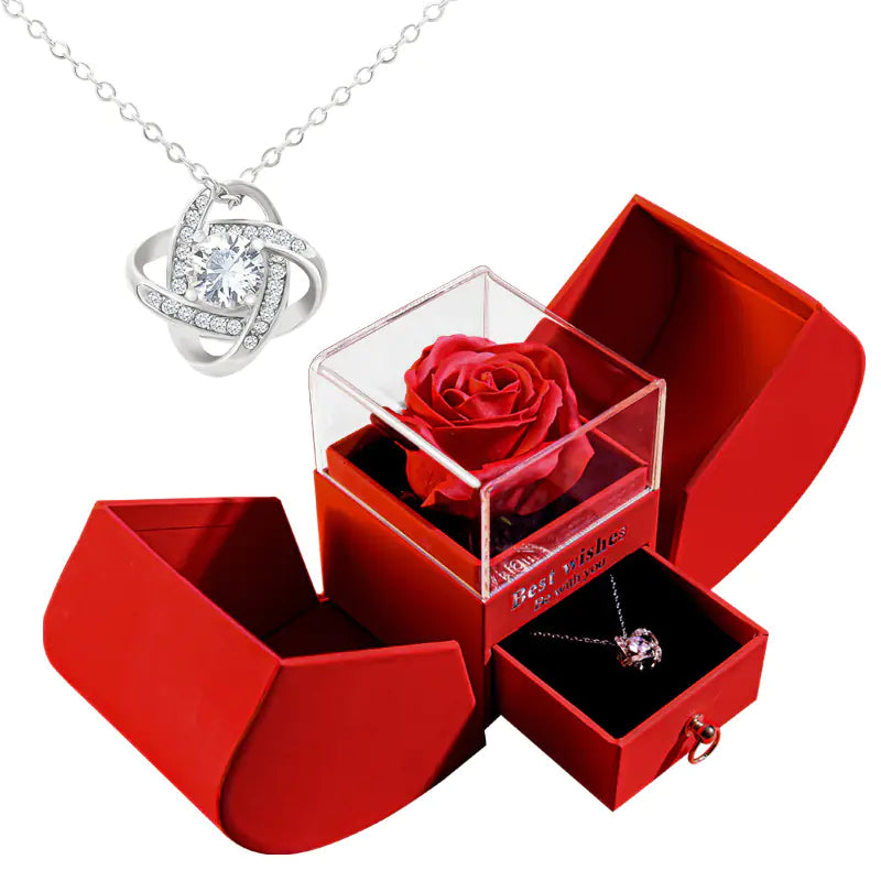 Preserved Flower Jewelry Box with Necklace