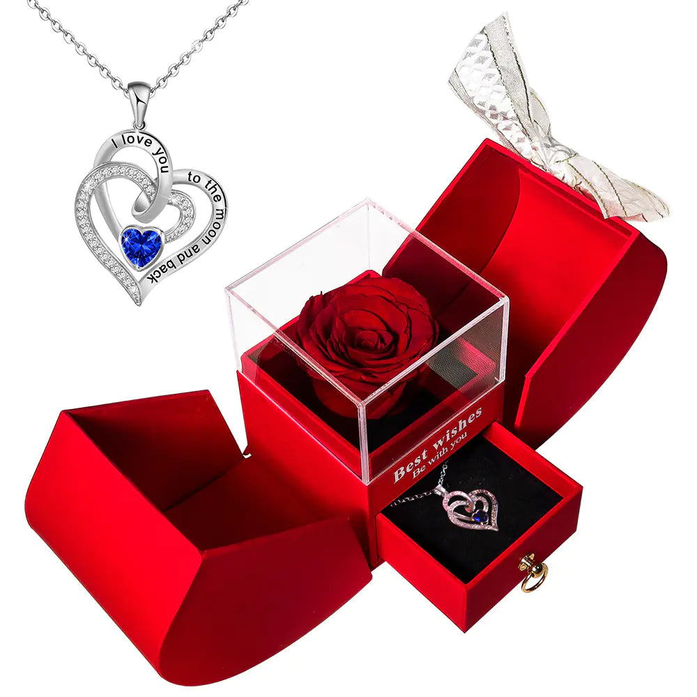 Preserved Flower Jewelry Box with Necklace