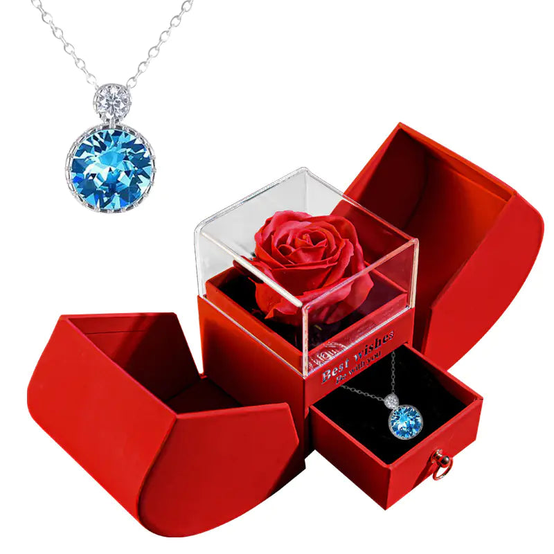 Preserved Flower Jewelry Box with Necklace