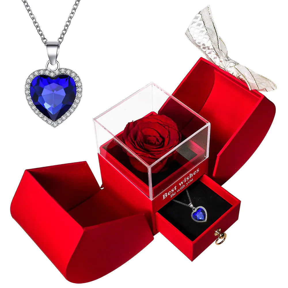 Preserved Flower Jewelry Box with Necklace