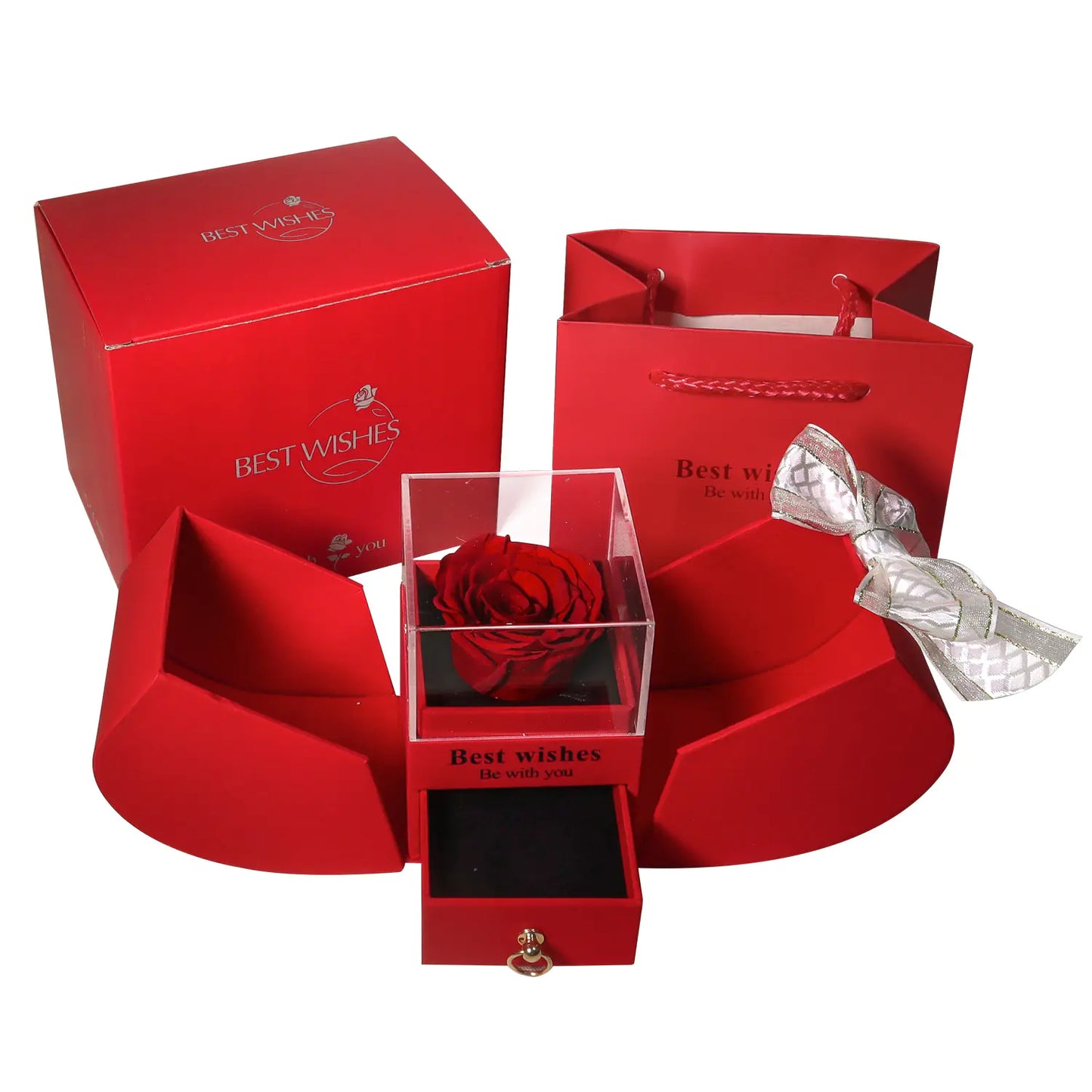 Preserved Flower Jewelry Box with Necklace