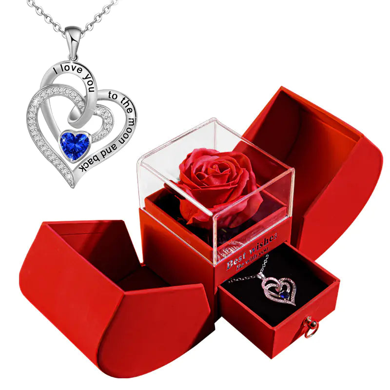 Preserved Flower Jewelry Box with Necklace