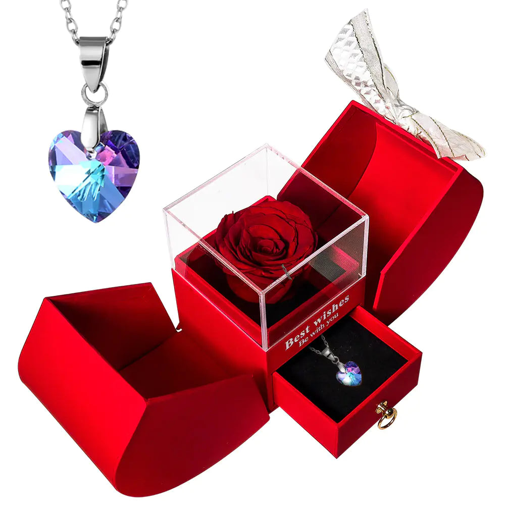 Preserved Flower Jewelry Box with Necklace